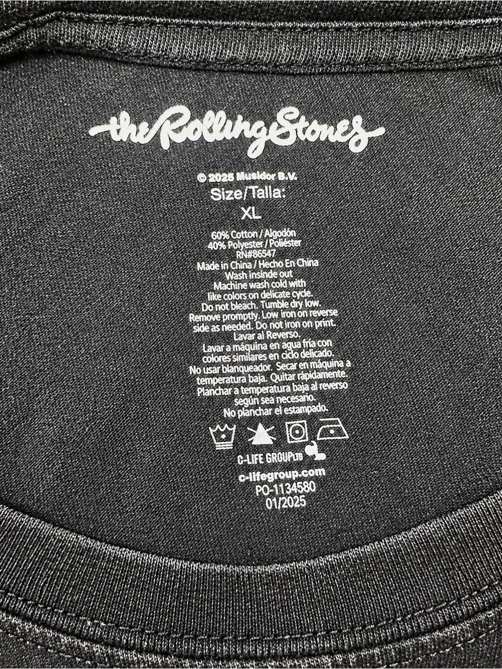 the Rolling Stones Black Tee with Red Studded Tongue Graphic - Picture 6 of 6